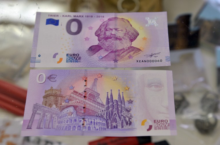 A 0 eurós bankjegy. Fotó: Harald Tittel/AFP